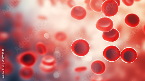 Red blood cells on blurred background with copy space