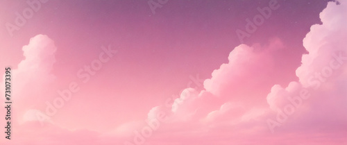 Kawaii Fantasy Pastel Colorful Sky with Clouds and Stars Background in Paper Cut and Paste Style.