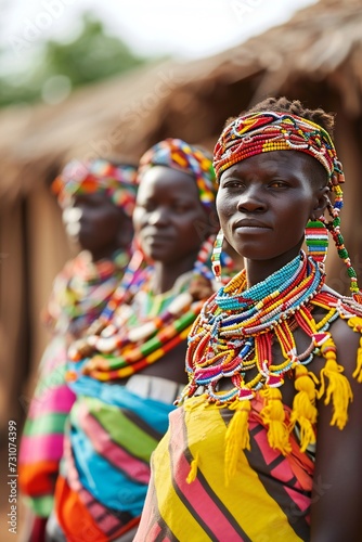 African local tribal women in village.