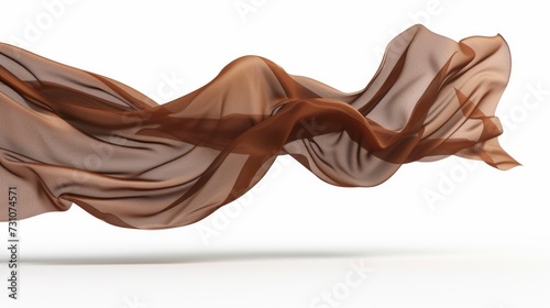 brown color fabric floating, white background, minimalism