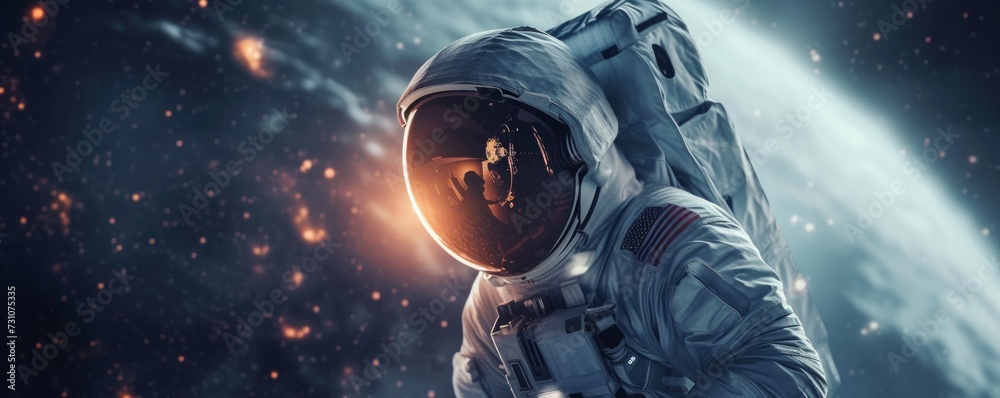 A depiction of an astronaut discovering a new world through exploration. A depiction of an astronaut discovering a new world through exploration.