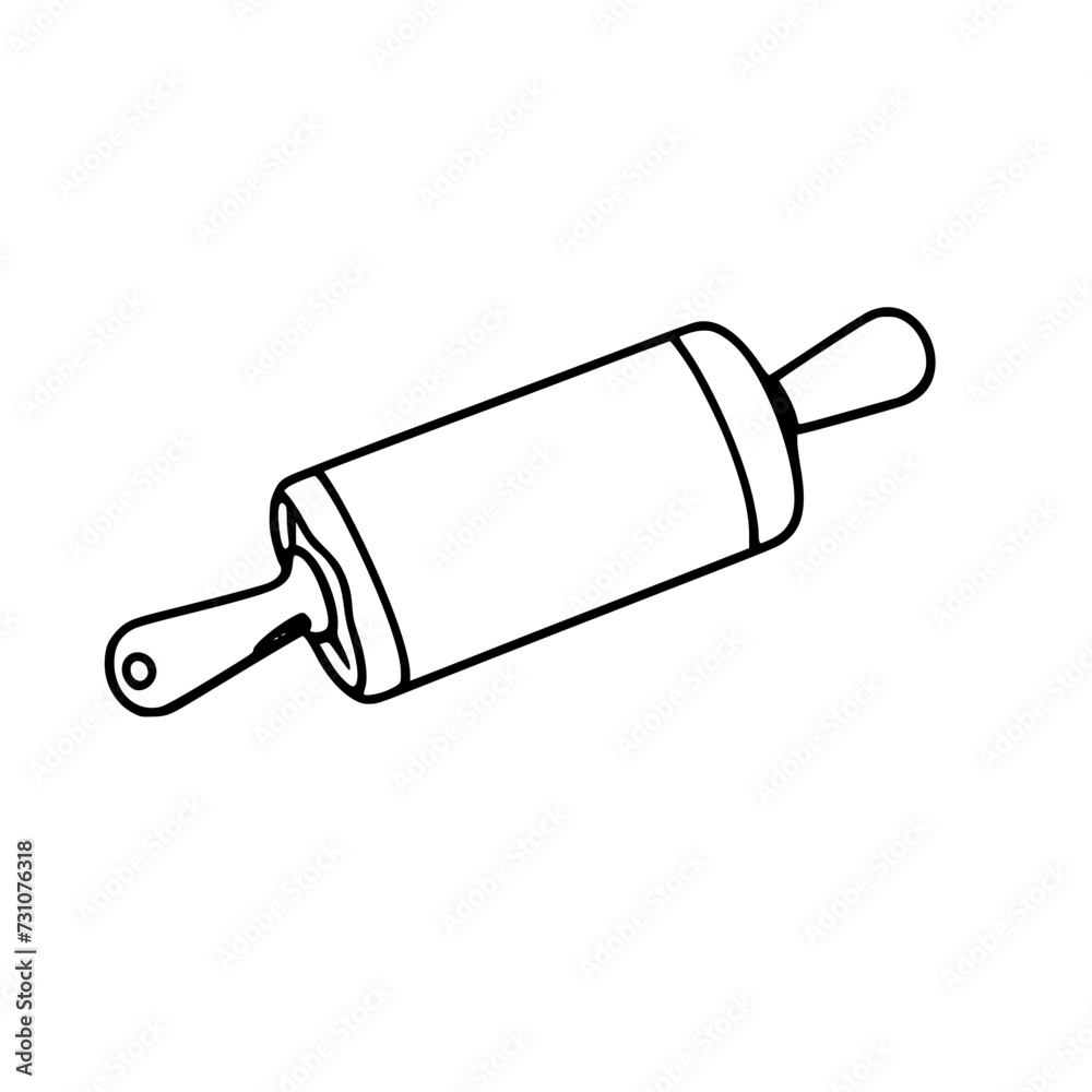 Rolling Pin Icon SVG Black and White Illustration Art Generative AI. Rolling Pin Icon SVG Black and White Illustration Art Generative AI.