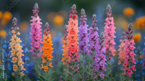 a close up of a bunch of flowers with many different colors of flowers in front of a blurry background.