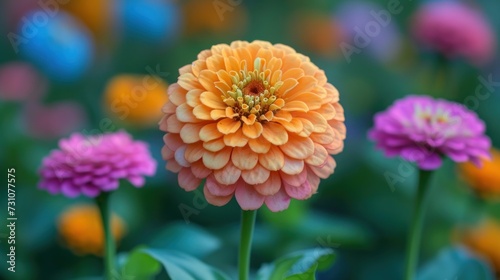 a close up of a flower in a field with other flowers in the back ground and a blurry background.