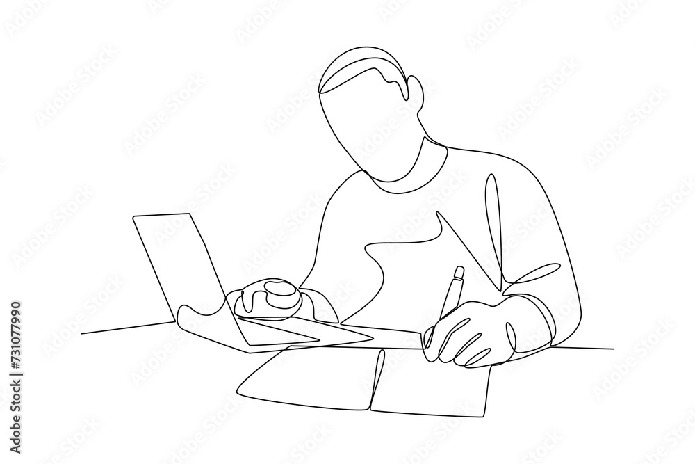 Continuous one line drawing copy writing concept Doodle vector illustration