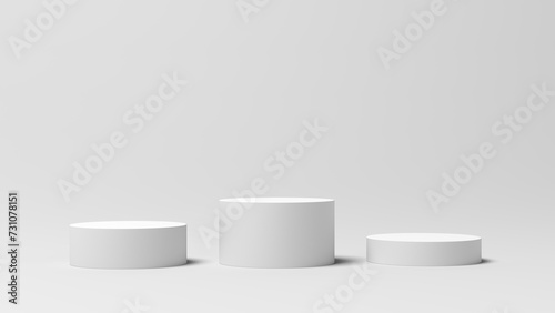 Obraz na plátne Podium. Cylinder. Gray background. 3d illustration.