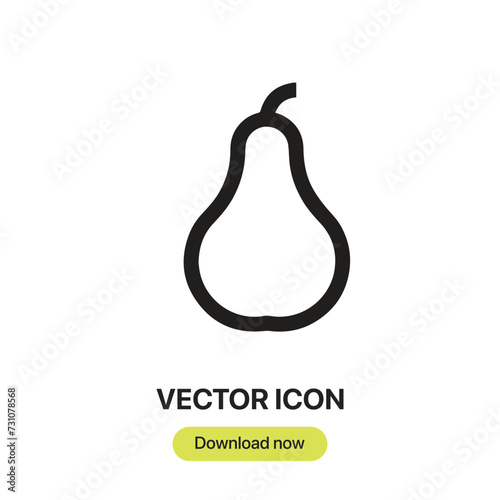 Pear icon vector. Linear-style sign for mobile concept and web design. Pear symbol illustration. Pixel vector graphics - Vector. 