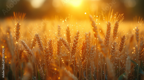 Wheat field on the background of the setting sun © Vadim