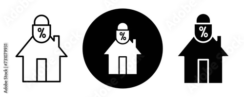 Fixed rate mortgage outline icon collection or set. Fixed rate mortgage Thin vector line art