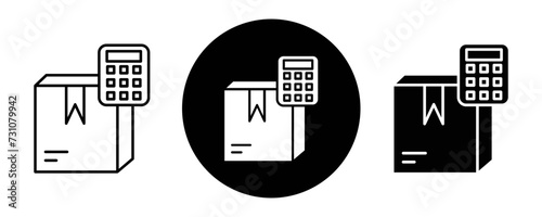 Estimate cost delivery outline icon collection or set. Estimate cost delivery Thin vector line art