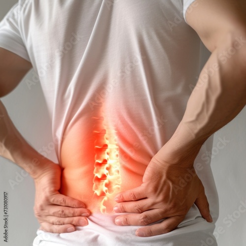 Back pain, injury crisis and male medical emergency Spinal pain or fibromyalgia, joint pain, muscle inflammation