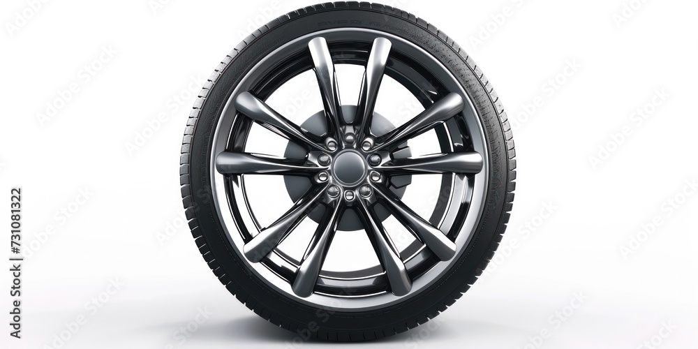 Car wheels. Sports car alloy wheels isolated on light background.