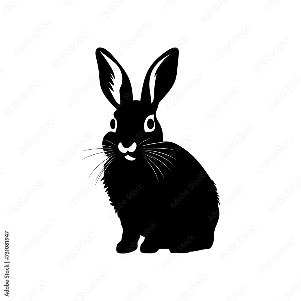 The highlighted illustration features the black silhouette of a rabbit on a white background. The highlighted illustration features the black silhouette of a rabbit on a white background.