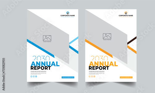 Modern annual report cover, Business annual report template design with 2 color style layout template