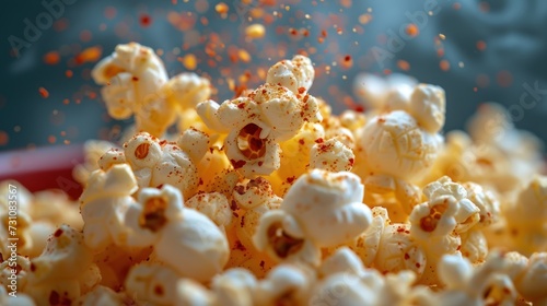 a close up of a bowl of popcorn with sprinkles coming out of the top of the bowl.