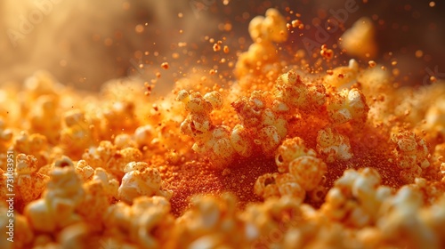 a close up of a pile of popcorn with sprinkles coming out of the top of the popcorn.