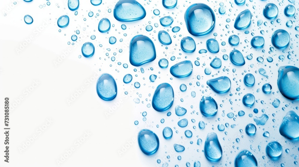 Water droplets isolated on a white background.