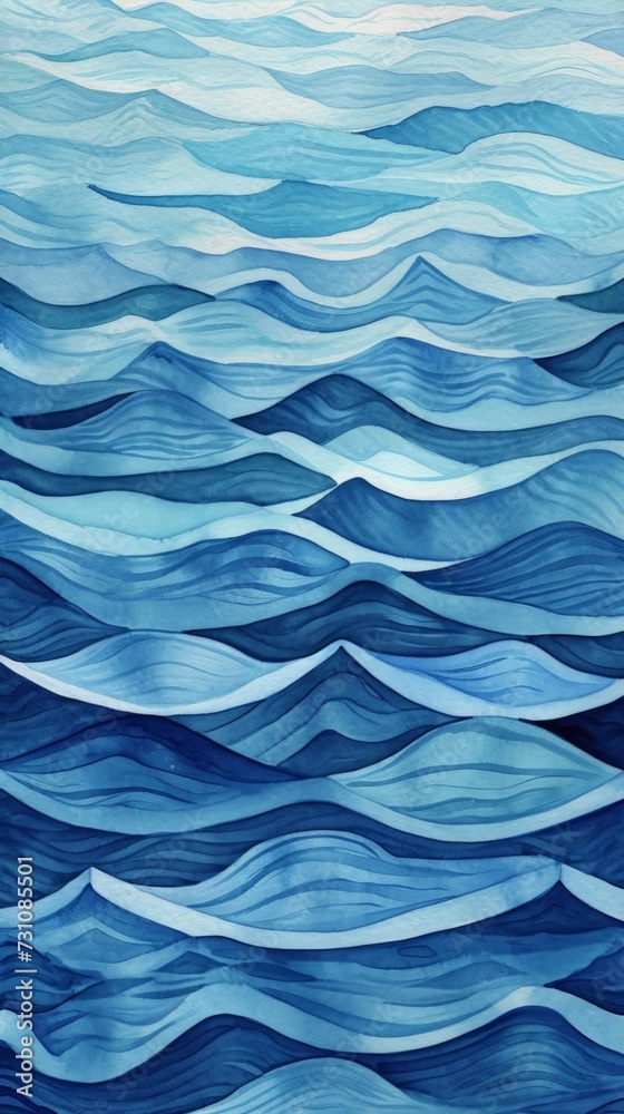 Watercolor depiction of ocean waves featuring curved lines. Abstract drawing with rippled water pattern background. Watercolor depiction of ocean waves featuring curved lines. Abstract drawing with rippled water pattern background.