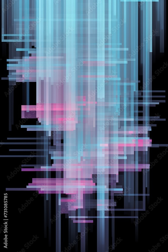 Emerald pixel pattern artwork,  intuitive abstraction, light magenta and dark gray, grid 