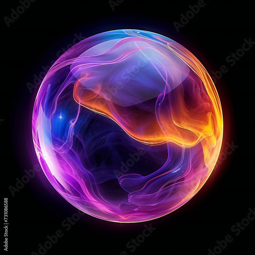 sleek orange and purple magic glass ball