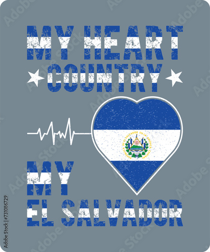 My Heart Country My EL SALVADOR, Country Flag Design, El Salvador Flag Graphic Art, Country Flag Design, All National Flags of the World, 