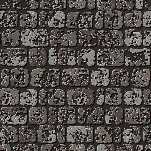 Seamless gray camouflage brick stone wall pattern with cracked destroyed old stones. Geometric background for fabric, textile. Grunge style. Not AI