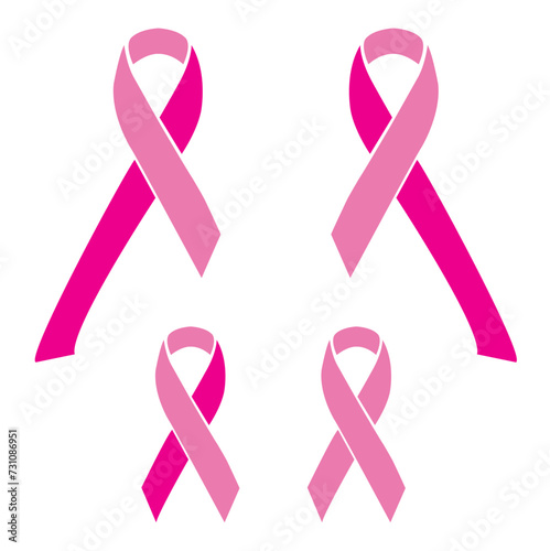 Cintas rosas de concientización sobre el cáncer de mama. Vector photo