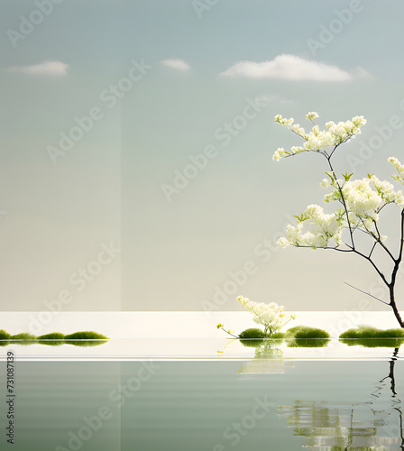 blossom reflected in water