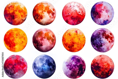 watercolor clip art collection dreamy moons, stars, and galaxies