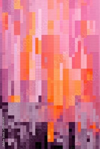 Orange pixel pattern artwork, light magenta and dark gray, grid