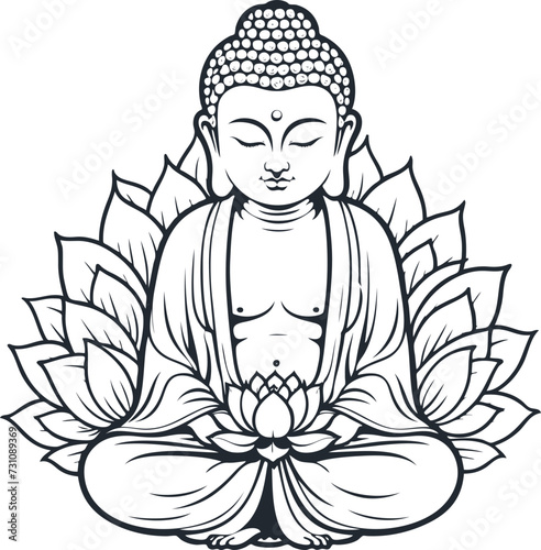 Buddha and lotus, vector illustration