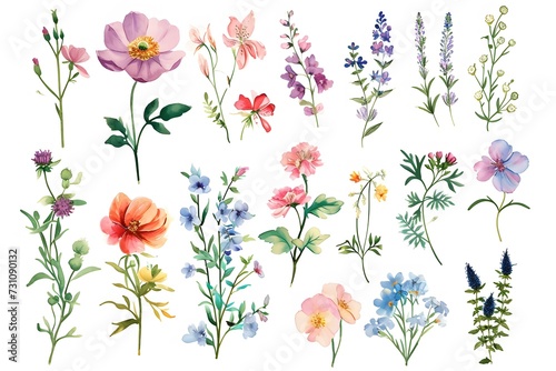 watercolor clip art flowers and botanical illustrations © Sagar