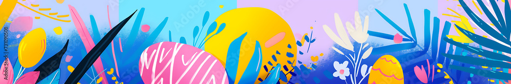 Abstract graphic design banner in the style of easter and eggs.
