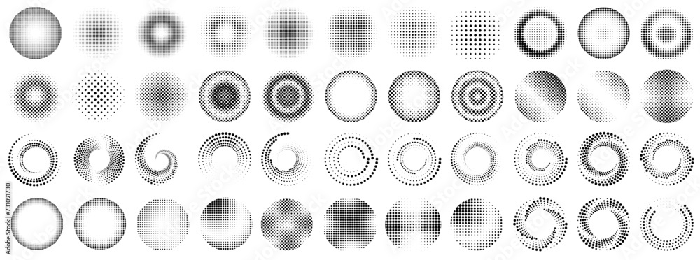 Abstract circle consisting of many dots set