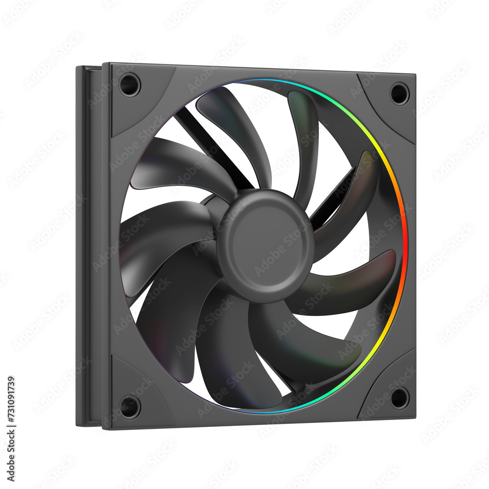 RGB computer case fan isolated on transparent background RGB computer case fan isolated on transparent background