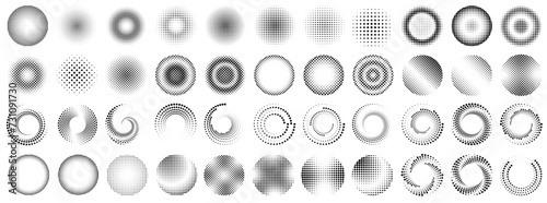 Abstract circle consisting of many dots set