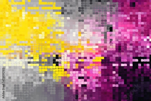 Yellow and Pink pixel pattern artwork © Celina
