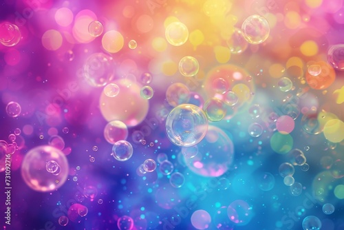 Abstract desktop wallpaper with colorful bubbles flying against a vibrant background Symbolizing creativity Lightness And digital aesthetics