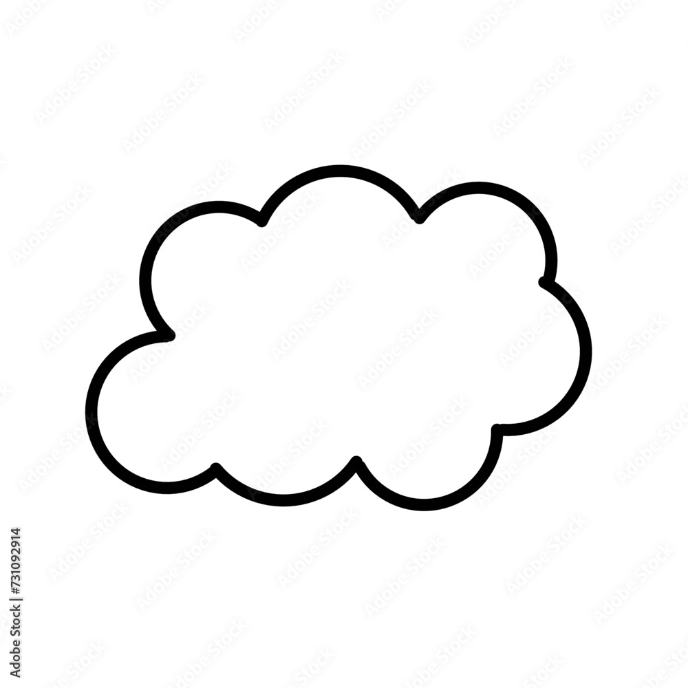 Clouds line art icon isolated on white background. Storage solution element, databases, networking, software image, cloud and meteorology concept. Clouds line art icon isolated on white background. Storage solution element, databases, networking, software image, cloud and meteorology concept.