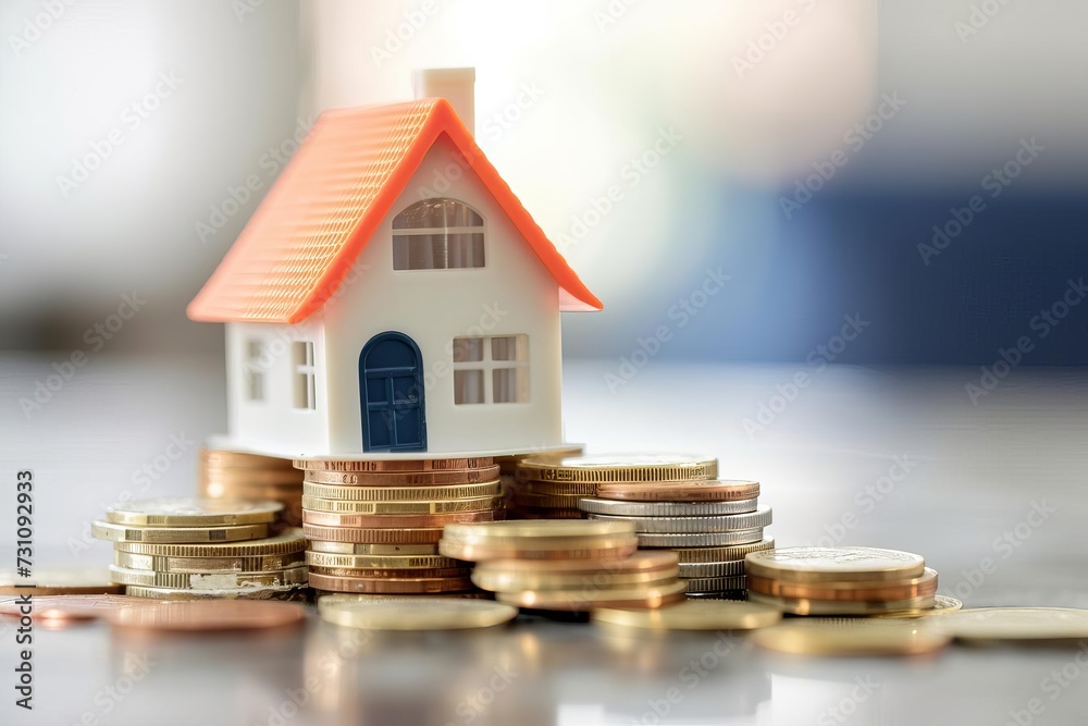Miniature house on a stack of coins Concept of property investment Income And financial growth Miniature house on a stack of coins Concept of property investment Income And financial growth