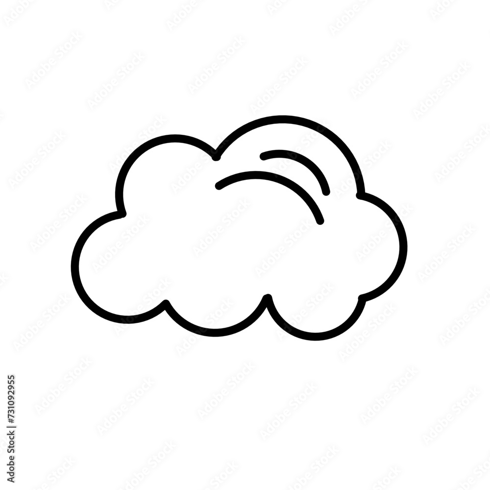 Clouds line art icon isolated on white background. Storage solution element, databases, networking, software image, cloud and meteorology concept. Clouds line art icon isolated on white background. Storage solution element, databases, networking, software image, cloud and meteorology concept.