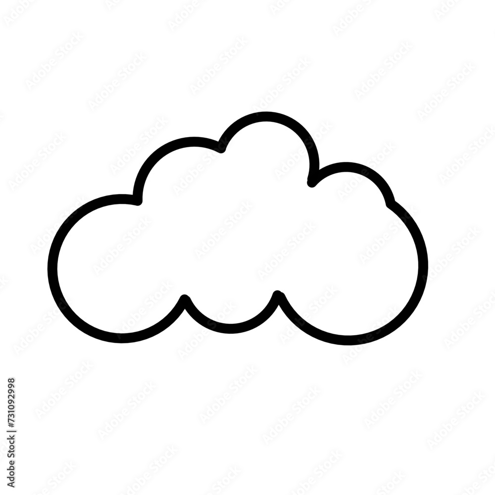 Clouds line art icon isolated on white background. Storage solution element, databases, networking, software image, cloud and meteorology concept. Clouds line art icon isolated on white background. Storage solution element, databases, networking, software image, cloud and meteorology concept.