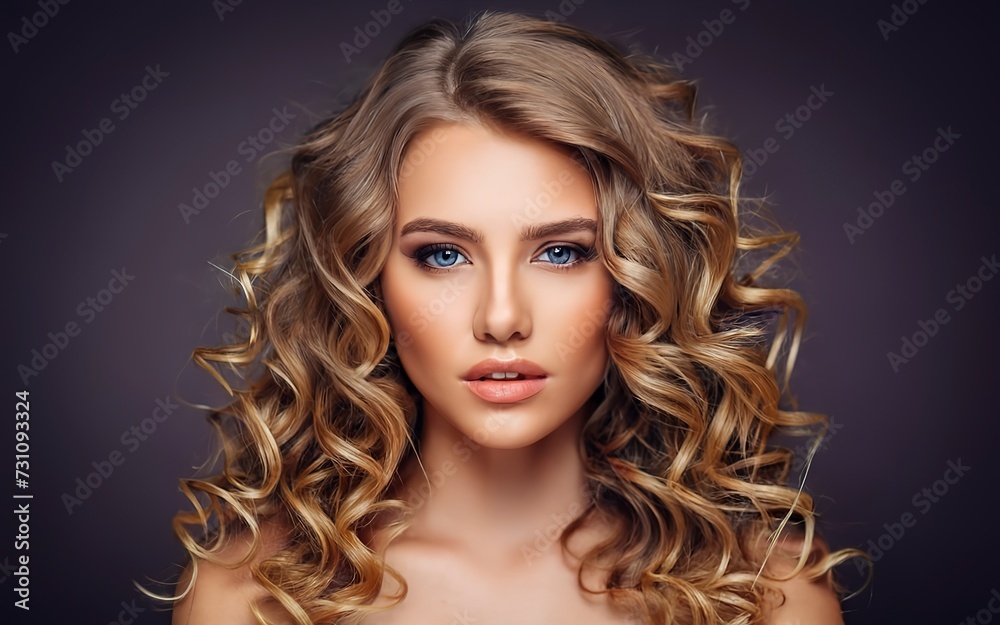 Face girl for magazine cover. Girl face portrait in your advertisnent.Hairdresser and barber