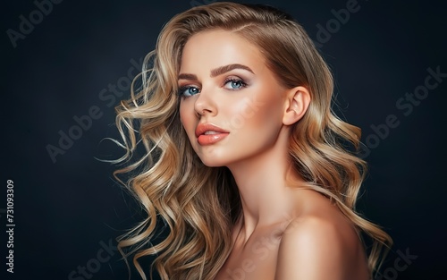 Face girl for magazine cover. Girl face portrait in your advertisnent.Hairdresser and barber