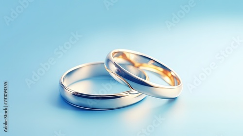 two wedding ring on pastel background