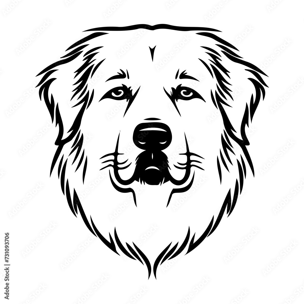 Great Pyrenees dog black silhouette logo svg vector, Great Pyrenees icon illustration.