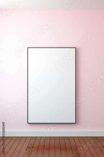 mock-up template for poster or picture blank black frame on a colorful wall