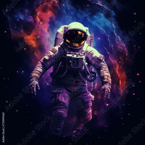 Astronaut in Cosmic Nebula