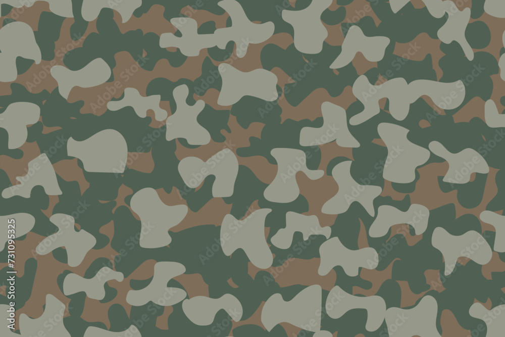 Fototapeta premium Camouflage Woodland Vector. Seamless Spot. Vector Brown Pattern. Digital Green Camouflage. Modern Military Background. Army Urban Grunge. Grey Camo Print. Seamless Camo Print. Beige Repeat Pattern.