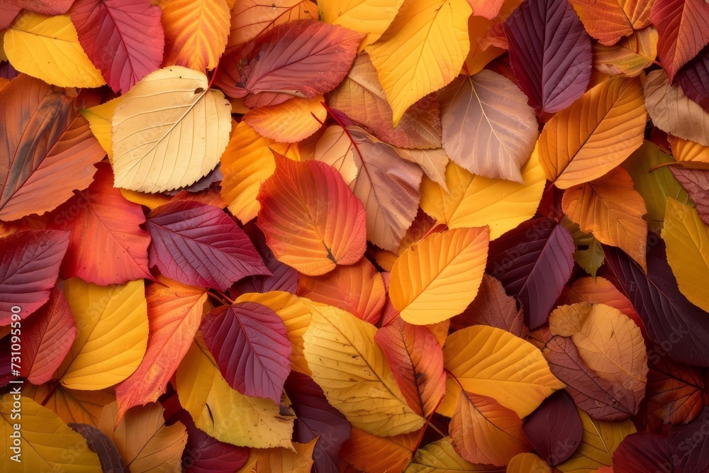 Autumn leaves forming a vibrant background Concept of fall season and natural beauty